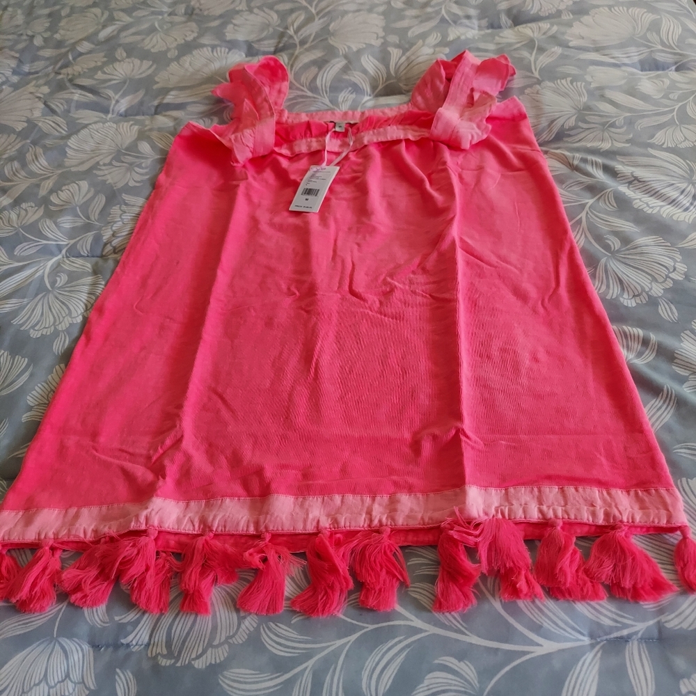 Vineyard Vines womens Neon Rosa ruffle linen cover-up size medium NWT